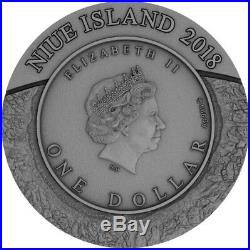 2018 Niue $1 SPACE MINING Chondrite Meteorite 1 Oz Silver Coin
