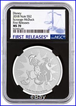 2018 Niue $2 Disney Scrooge McDuck Silver 1 Oz. NGC MS70 FIRST Releases RARE