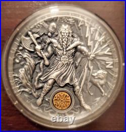 2018 Niue $2 Gods of Ancient Slavs Perun 2 oz. 999 Silver Antique Finish