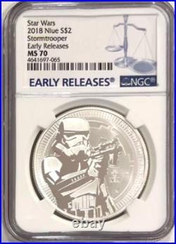 2018 Niue $2 Star Wars Disney STORMTROOPER Silver 1 Oz NGC MS70 EARLY RELEASES 2018 Niue $2 Star Wars Disney STORMTROOPER Silver 1 Oz NGC MS70 EARLY RELEASES