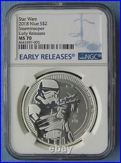 2018 Niue $2 Star Wars Stormtrooper NGC Graded MS 70 Early Releases 1 oz Silver