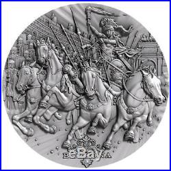 2018 Niue 2 oz Bellona Roman Gods High Relief Antique Finish. 999 Silver Coin