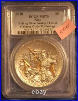 2018 Niue $5, ERLANG SHEN 2oz 999 Silver Coin, PCGS MS70- ONLY MS70 IN EXISTENCE