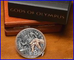 2018 Niue $5 HADES, Gods of Olympus, 2oz silver coin with Rose Gold Gilding