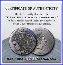 2018 Niue Dark Beauties Cassandra 50g Silver Antiqued Coin with Mintage of 500
