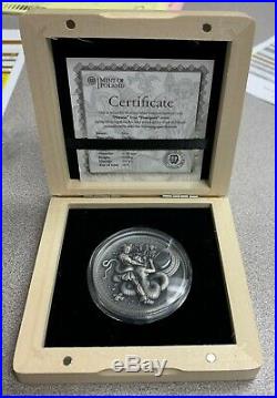 2018 Niue Demigods Perseus Medusa 2 oz Silver Coin with Hematite OGP 650 Made