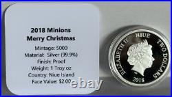2018 Niue Despicable Me Minions Merry Christmas 1 oz Silver Proof Coin with COA