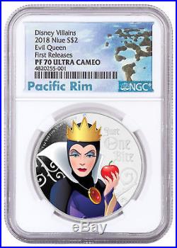 2018 Niue Disney Villains Evil Queen 1 oz Silver $2 NGC PF70 UC FR SKU53807