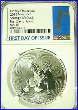 2018 Niue S$2 Disney SCROOGE McDUCK Silver Coin NGC MS70 FIRST DAY OF ISSUE