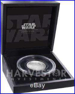 2018 STAR WARS DEATH STAR ULTRA HIGH RELIEF 2 OZ. SILVER CURVED COIN WithOGP