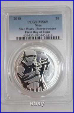 2018 Star Wars Stormtrooper 1oz Silver $2 NIUE First Day of Issue PCGS MS69