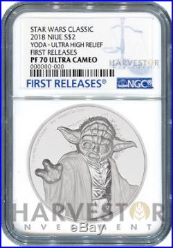 2018 Star Wars Yoda Ultra High Relief 2 Oz. Coin Ngc Pf70 First Releases