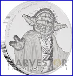 2018 Star Wars Yoda Ultra High Relief 2 Oz. Silver Coin Niue With Ogpo Coa