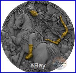 2018 White Horse- Four Horsemen High Relief 2 Oz Silver Coin Niue