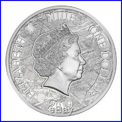 2019 1 Oz Silver $1 Niue LEGEND OF NIBELUNGS Iron Meteorite Muonionalusta Coin