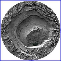 2019 1 Oz Silver $1 Niue MOON CRATER COPERNICUS Antique Finish Coin