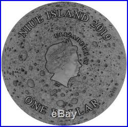 2019 1 Oz Silver $1 Niue MOON CRATER COPERNICUS Antique Finish Coin