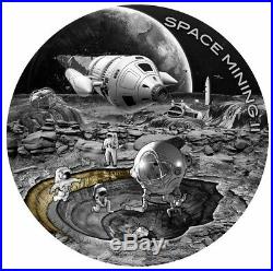 2019 1 Oz Silver Niue $1 SPACE MINING II Chondrite Meteorite High Relief Coin