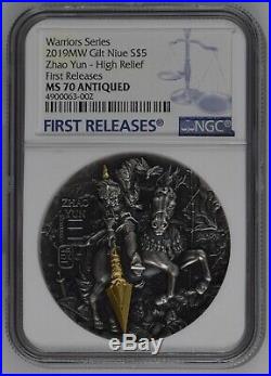 2019 2Oz Niue ZHAO YUN Ancient Chinese Warrior High Relief Silver Coin NGC MS70