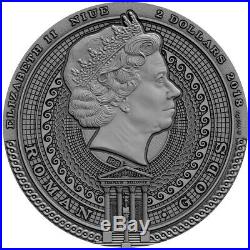 2019 2 Oz Silver $2 Niue BELLONA Roman Gods Antique Finish Coin