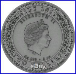 2019 2 Oz Silver $5 Niue ARTEMIS Itgoddesess Antique Finish High Relief Coin