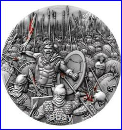2019 2 Oz Silver $5 Niue LEONIDAS Thermopylae Great Commanders Antique Coin