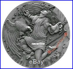 2019 2 Oz Silver $5 Niue PROMETHEUS Ancient Muths III Antique Finish Coin