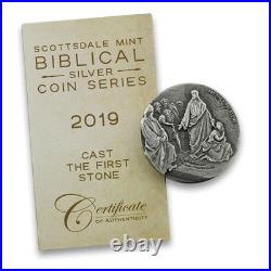 2019 2 oz. 999 Silver Coin Cast the First Stone Biblical Coin Series #A493 2019 2 oz. 999 Silver Coin Cast the First Stone Biblical Coin Series #A493