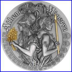2019 $5 Niue ATHENA AND MINERVA Strong and Beautiful Goddesses 2 Oz Silver Coin