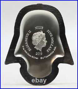 2019 Darth Vader Helmet 2 oz 999 Silver $5 Niue Coin Star Wars New Zealand JL366
