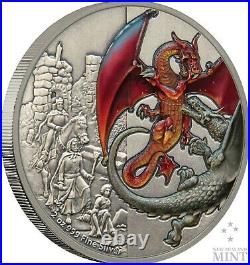 2019 Mythical Dragons Red Dragon and The Four Dragons 2oz Silver Coins