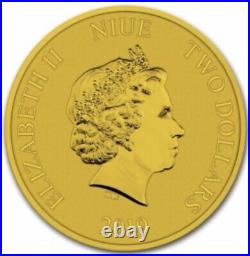 2019 NIUE $2 Disney Lion King Colorized Gold Gilded 1oz Coin Box & COA #37/100