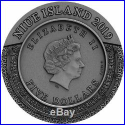 2019 Niue 2 Ounce Ancient Calendars Kalachakra Mandala High Relief Silver Coin