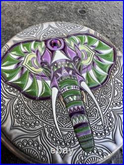 2019 Niue 2 oz. 999 Silver Elephant Colorized Ultra High Relief Gemstone Coin