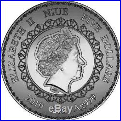 2019 Niue 2 oz Mandala Collection Elephant Swarovski Crystal Colored Silver Coin