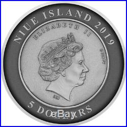2019 Niue 2 oz Sunken Cities Atlantis Underwater Effect Concave Silver Coin