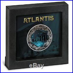 2019 Niue 2 oz Sunken Cities Atlantis Underwater Effect Concave Silver Coin