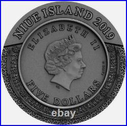 2019 Niue $5 THE KALACHAKRA MANDALA Ancient Calendars 2oz Pure. 999 Silver Coin