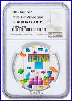 2019 Niue Tetris 35th Anniv 1 oz Silver Colorized $2 Coin NGC PF70 UC SKU57931