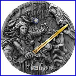 2019 Witcher The Last Wish High Relief Gilded 2 Ounce Silver Coin