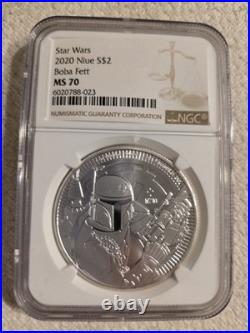 2020 $2 Silver Niue Star Wars Boba Fett NGC MS70