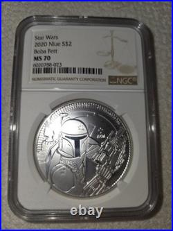 2020 $2 Silver Niue Star Wars Boba Fett NGC MS70