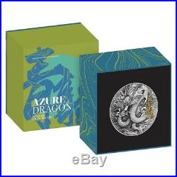 2020 2 oz Silver Niue Azure Dragon Four Auspicious Beasts High Relief $5 Coin