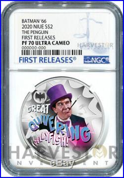 2020 BATMAN 66 SILVER COIN PENGUIN NGC PF70 FIRST RELEASES WithOGP TV SHOW
