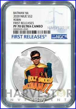 2020 BATMAN 66 SILVER COIN ROBIN BURT WARD NGC PF70 FIRST RELEASES WithOGP