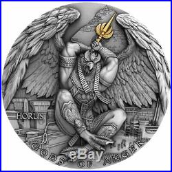 2020 Niue 2 Ounce Gods of Anger Horus High Relief Gold Gilded Silver Coin