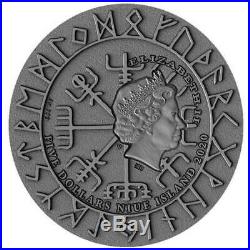 2020 Niue 2 Ounce Viking Eric Bloodaxe High Relief Gilded Antique Silver Coin