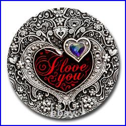 2020 Niue 2 oz Silver Antique I Love You Heart SKU#219691