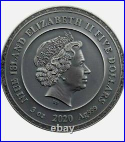 2020 Niue $5 Egyptian God Amun-Ra 3oz. 999 Fine Silver Antiqued Coin