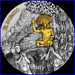 2020 Niue $5 El Dorado Gold Gilded 2 oz 999 Silver Coin 500 Mintage